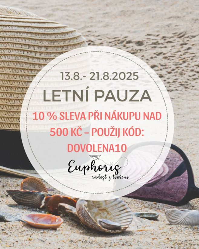 ☀️ Letní pauza tvé tvoření nezastaví! ✂️📦 Do 21. 8. máš možnost nakoupit na e-shopu se slevou 10 % – stačí v košíku zadat...